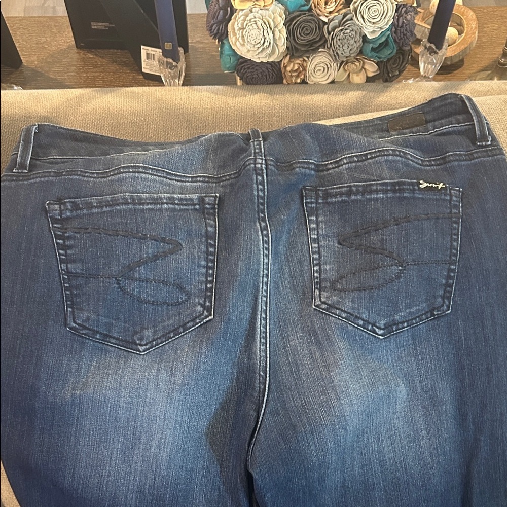 Seven7 Dark Blue Straight Leg Women's Jeans